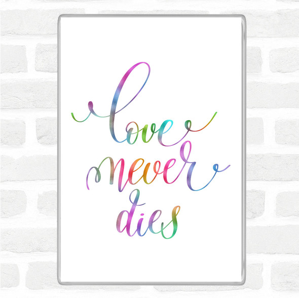 Love Never Dies Rainbow Quote Jumbo Fridge Magnet