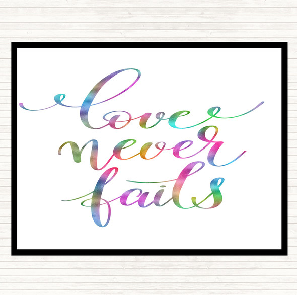 Love Never Fails Rainbow Quote Dinner Table Placemat