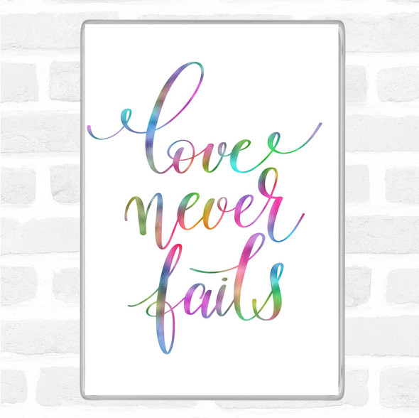 Love Never Fails Rainbow Quote Jumbo Fridge Magnet
