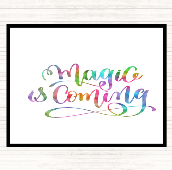 Magic Is Coming Rainbow Quote Mouse Mat Pad