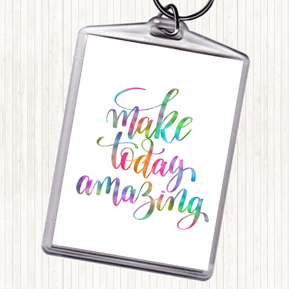 Make Today Amazing Swirl Rainbow Quote Bag Tag Keychain Keyring