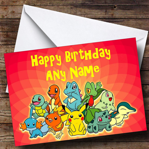 Red Pokemon Personalised Birthday Card