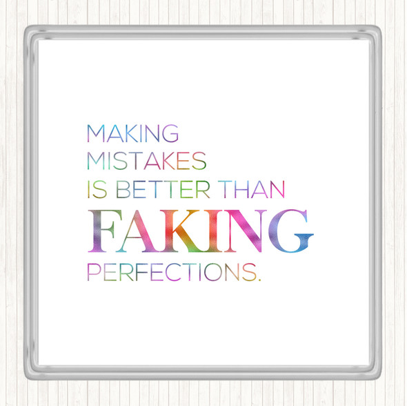 Making Mistakes Rainbow Quote Drinks Mat Coaster