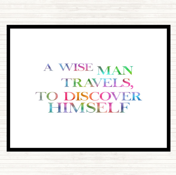 Man Travels Rainbow Quote Mouse Mat Pad