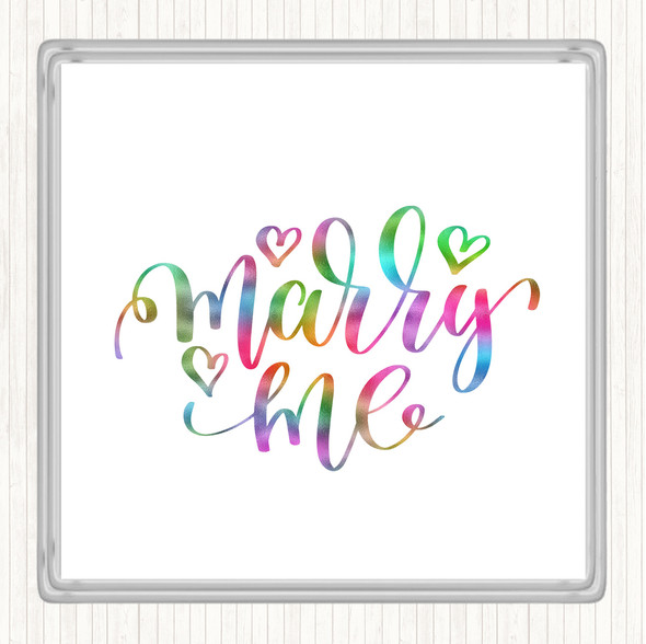 Marry Me Rainbow Quote Drinks Mat Coaster