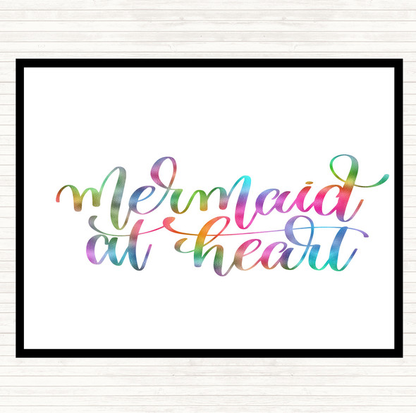 Mermaid At Heart Rainbow Quote Mouse Mat Pad