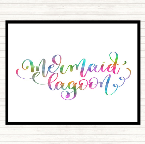 Mermaid Lagoon Rainbow Quote Mouse Mat Pad