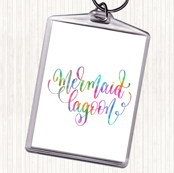 Mermaid Lagoon Rainbow Quote Bag Tag Keychain Keyring