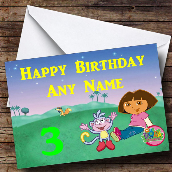Dora & Boots Personalised Birthday Card
