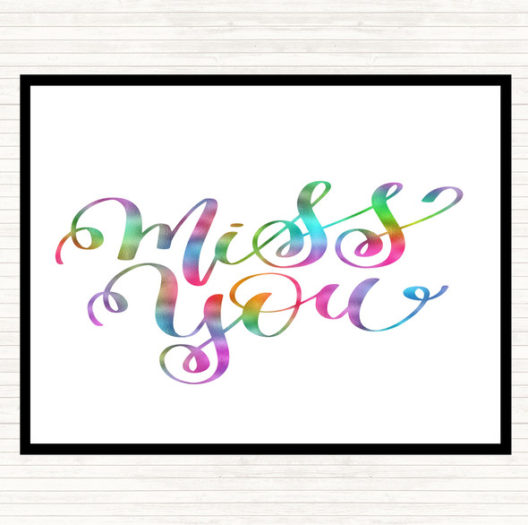 Miss You Rainbow Quote Mouse Mat Pad