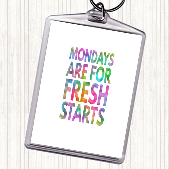 Mondays Are Fresh Starts Rainbow Quote Bag Tag Keychain Keyring