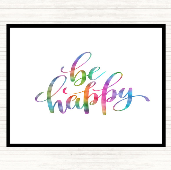 Be Happy Rainbow Quote Mouse Mat Pad