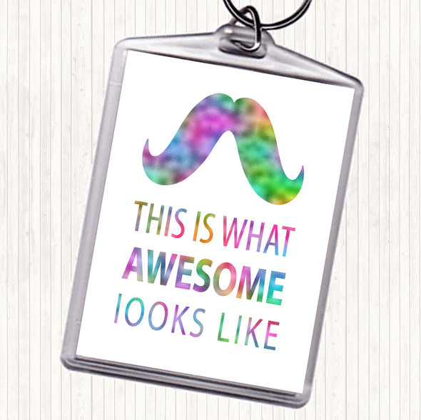 Mustache Rainbow Quote Bag Tag Keychain Keyring