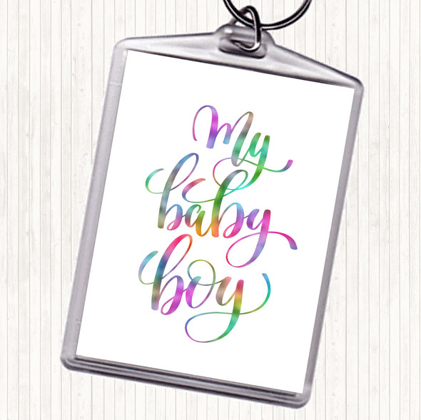 My Baby Boy Rainbow Quote Bag Tag Keychain Keyring