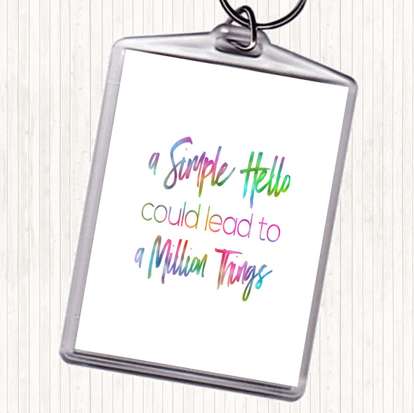 A Simple Hello Rainbow Quote Bag Tag Keychain Keyring