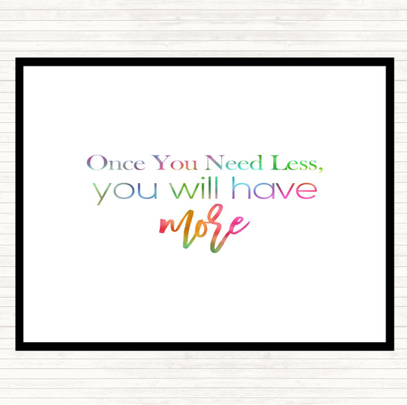 Need Less Rainbow Quote Dinner Table Placemat