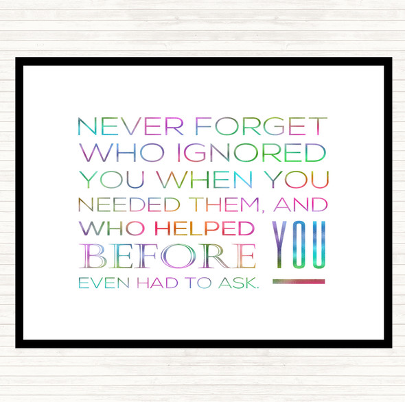 Never Forget Rainbow Quote Dinner Table Placemat