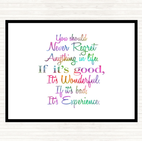Never Regret Rainbow Quote Mouse Mat Pad