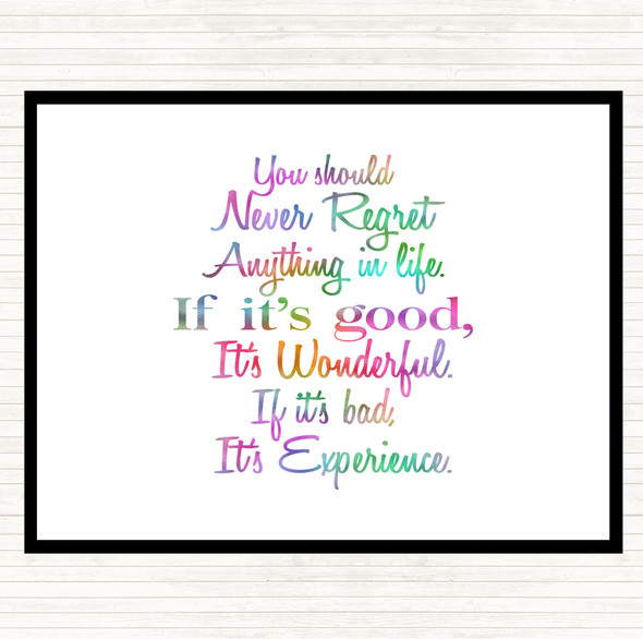 Never Regret Rainbow Quote Dinner Table Placemat