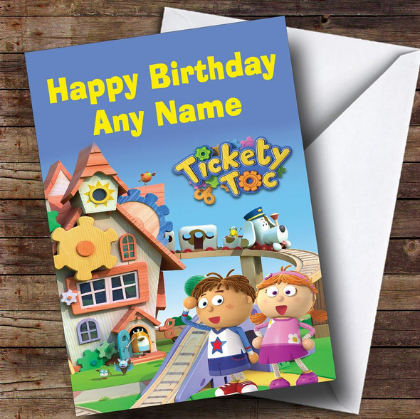 Tickety Toc Blue Personalised Children's Birthday Card