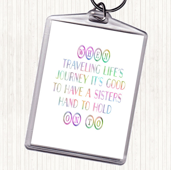 A Sisters Hand Rainbow Quote Bag Tag Keychain Keyring