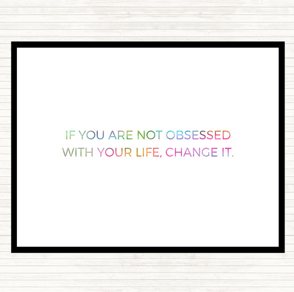 Obsessed With Life Rainbow Quote Mouse Mat Pad
