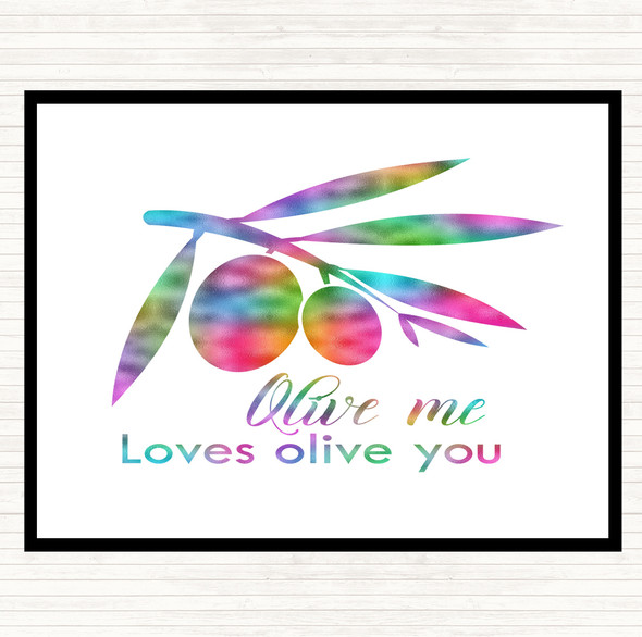 Olive Me Loves Olive You Rainbow Quote Dinner Table Placemat
