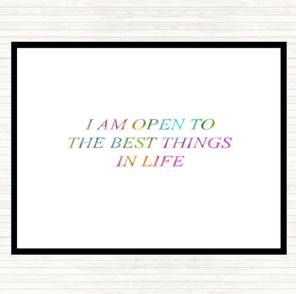 Open To The Best Rainbow Quote Mouse Mat Pad