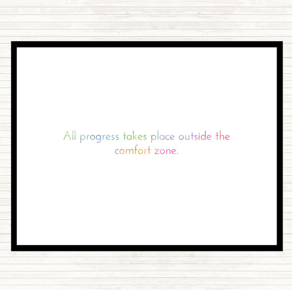Outside The Comfort Zone Rainbow Quote Mouse Mat Pad