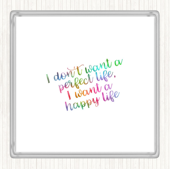 Perfect Life Rainbow Quote Drinks Mat Coaster