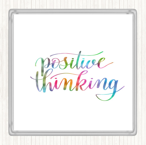 Positive Thinking Rainbow Quote Drinks Mat Coaster