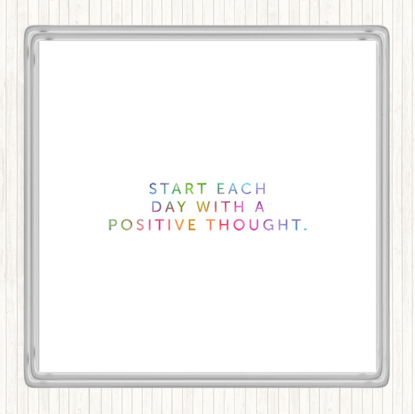 Positive Thought Rainbow Quote Drinks Mat Coaster