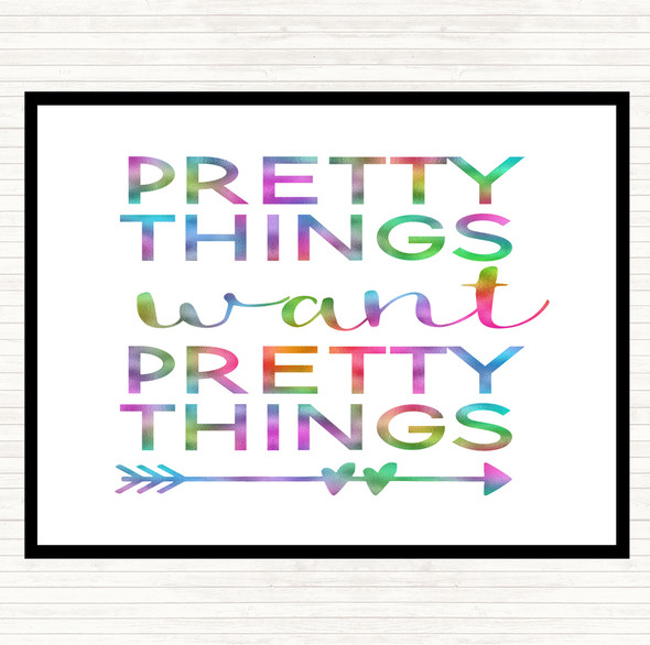 Pretty Things Want Pretty Things Rainbow Quote Dinner Table Placemat