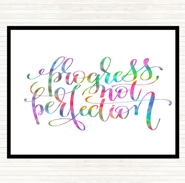 Progress Not Perfection Rainbow Quote Dinner Table Placemat