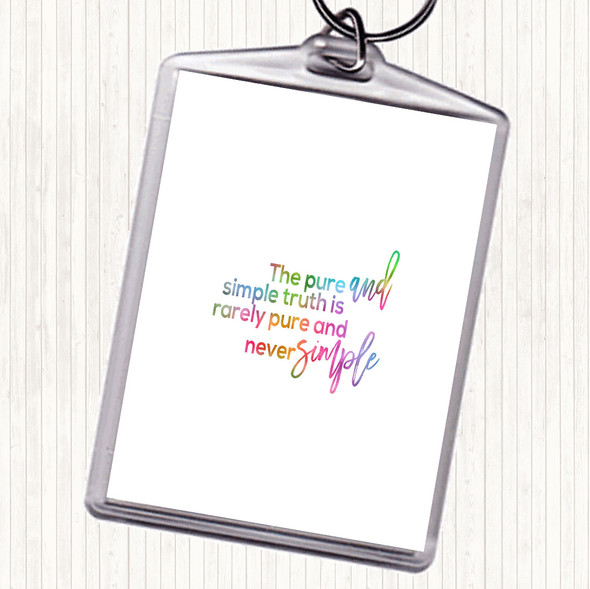 Pure And Simple Rainbow Quote Bag Tag Keychain Keyring