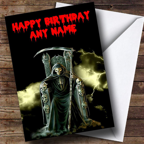 Scary Skeleton Horror Personalised Birthday Card