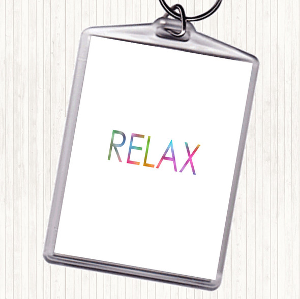 Relax Rainbow Quote Bag Tag Keychain Keyring