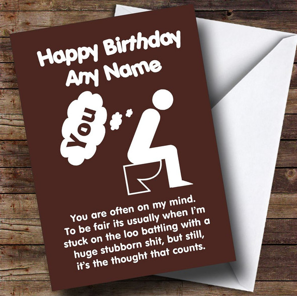 Funny Stubborn Poo Joke Personalised Birthday Card