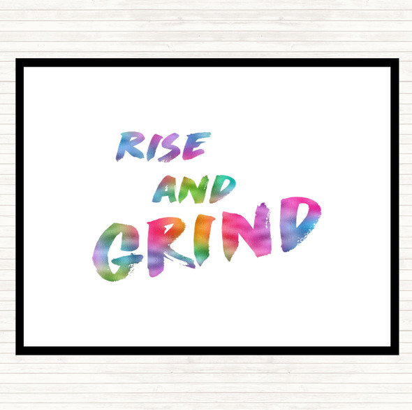 Rise And Grind Bold Rainbow Quote Mouse Mat Pad