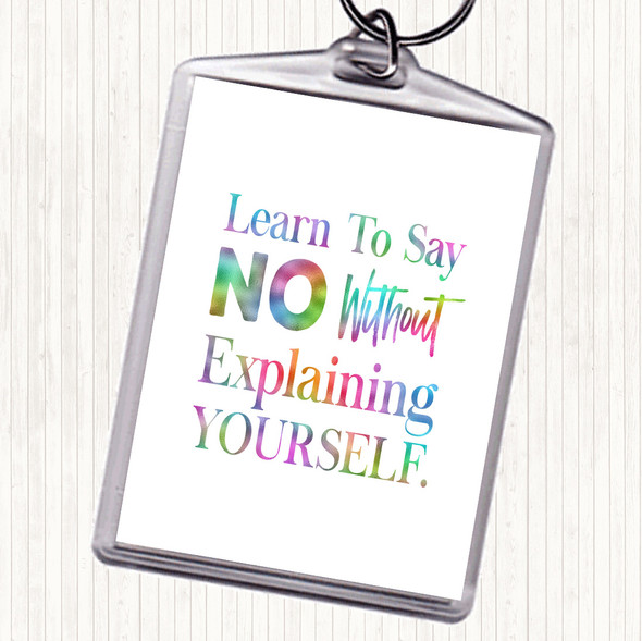 Say No Rainbow Quote Bag Tag Keychain Keyring