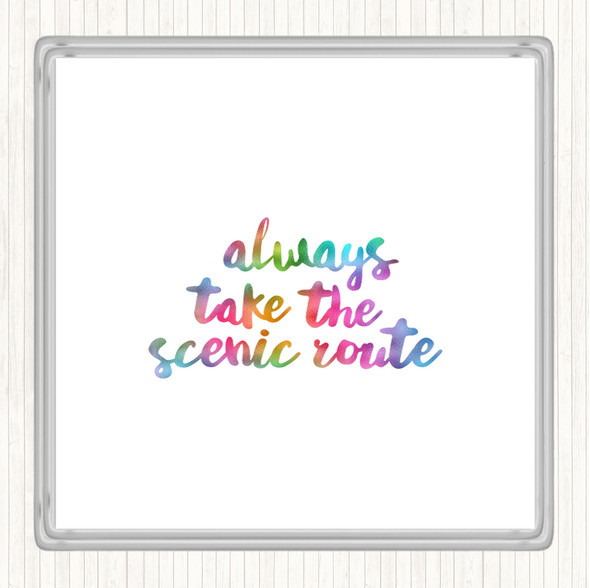 Scenic Route Rainbow Quote Drinks Mat Coaster
