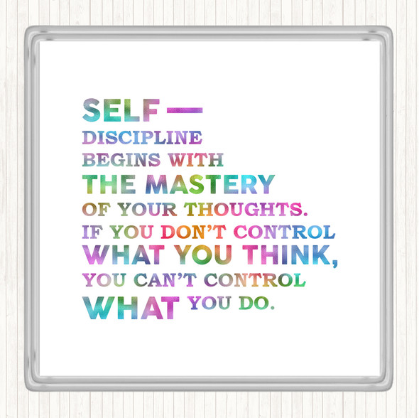 Self Discipline Rainbow Quote Drinks Mat Coaster