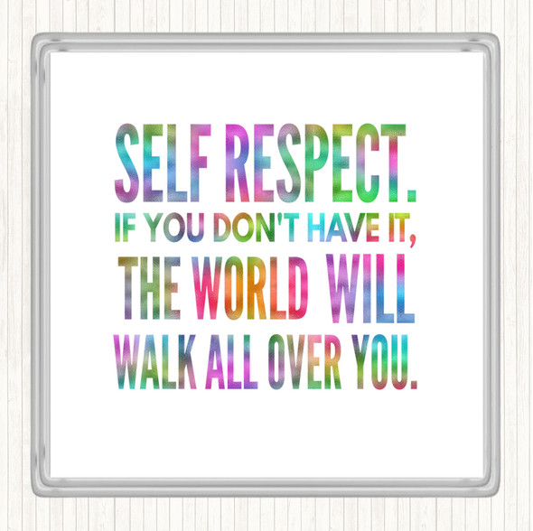 Self Respect Rainbow Quote Drinks Mat Coaster