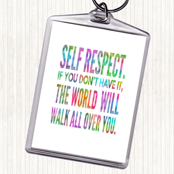 Self Respect Rainbow Quote Bag Tag Keychain Keyring