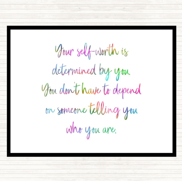 Self Worth Rainbow Quote Dinner Table Placemat