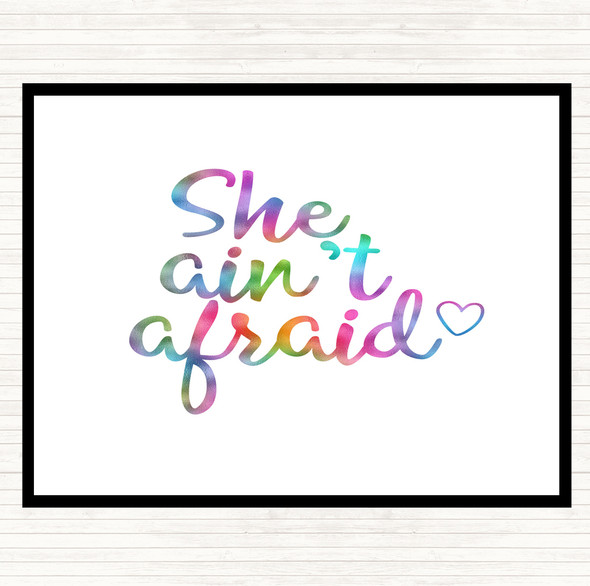 She Aint Afraid Rainbow Quote Mouse Mat Pad