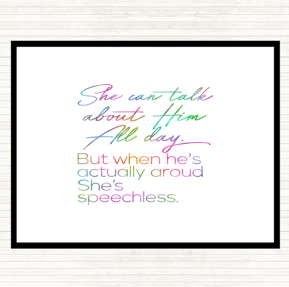She Can Talk Rainbow Quote Mouse Mat Pad