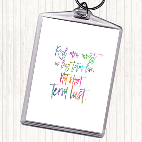 Short Term Lust Rainbow Quote Bag Tag Keychain Keyring