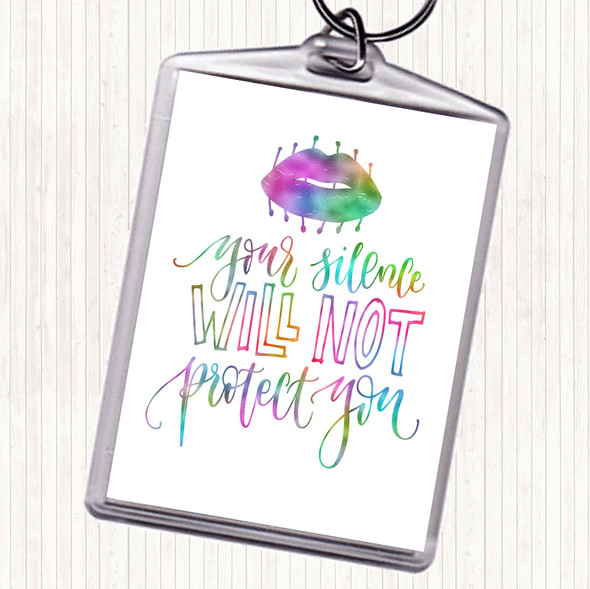 Silence Not Protect Rainbow Quote Bag Tag Keychain Keyring