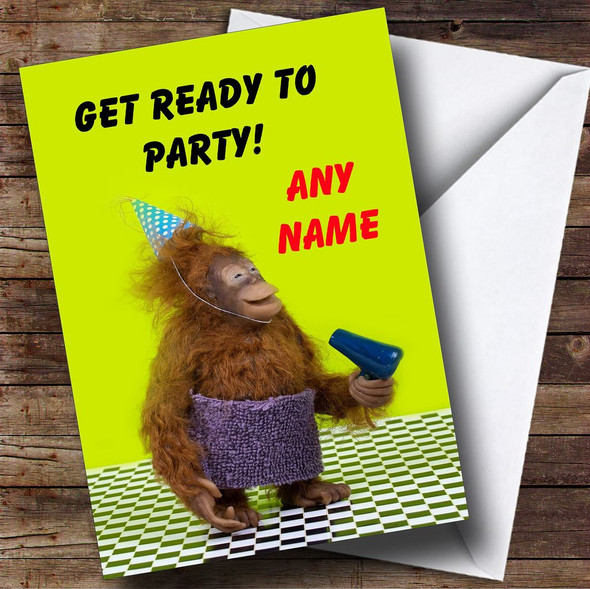 Funny Party Monkey Personalised Birthday Card
